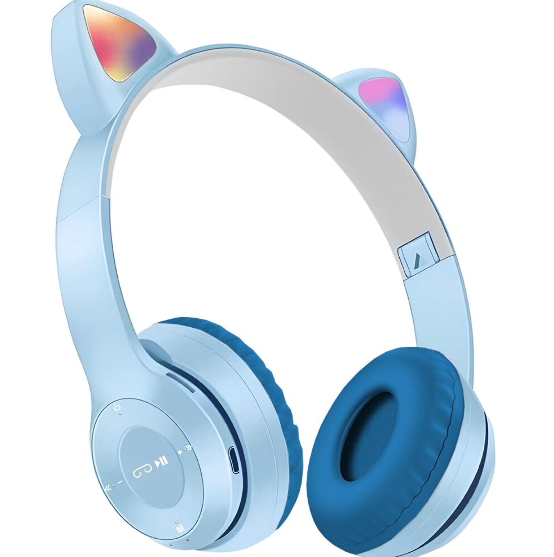 UB Casti Bluetooth urechi de pisica P47M LED RGB ALBASTRE